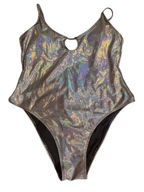 No Boundaries Juniors' Holographic Dot One-Piece Swimsuit XL